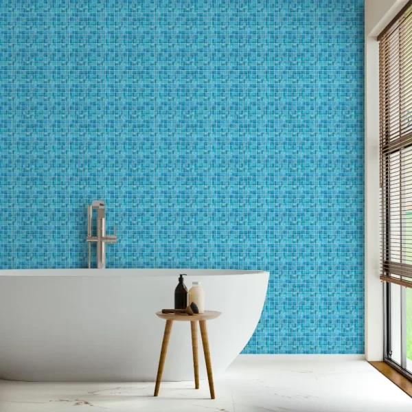 Blue Peel and Stick Bathroom Tiles