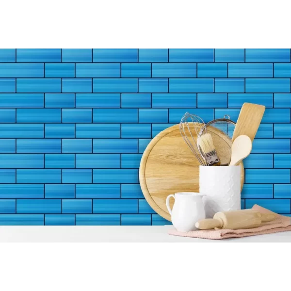 Blue Self Adhesive Kitchen Backsplash Tiles