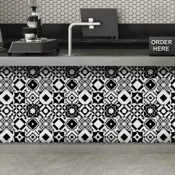 Black and White Wall Tiles - Black Kitchen Tile Stickers