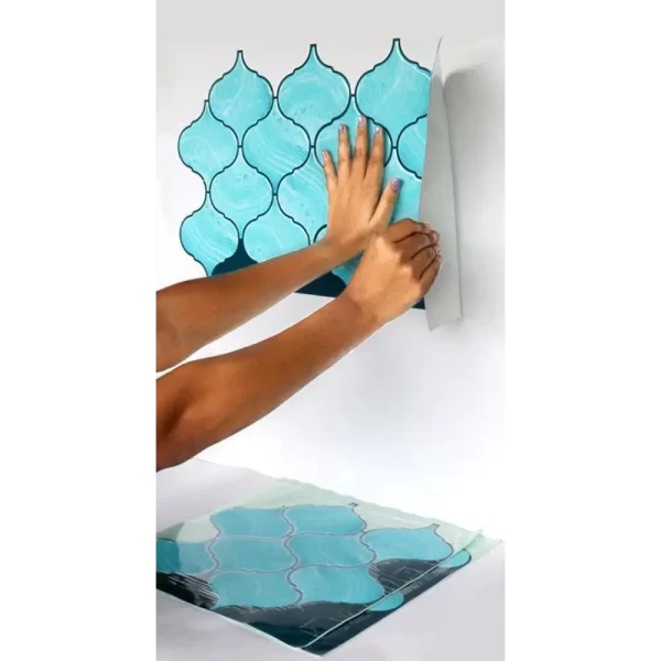 Moroccan Blue Arabesque Peel and Stick Wall Tile