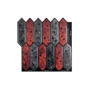 Red & Black Long Hexagon Peel and Stick Wall Tile | Kitchen Backsplash Tiles | Self Adhesive Tiles For Home Decor