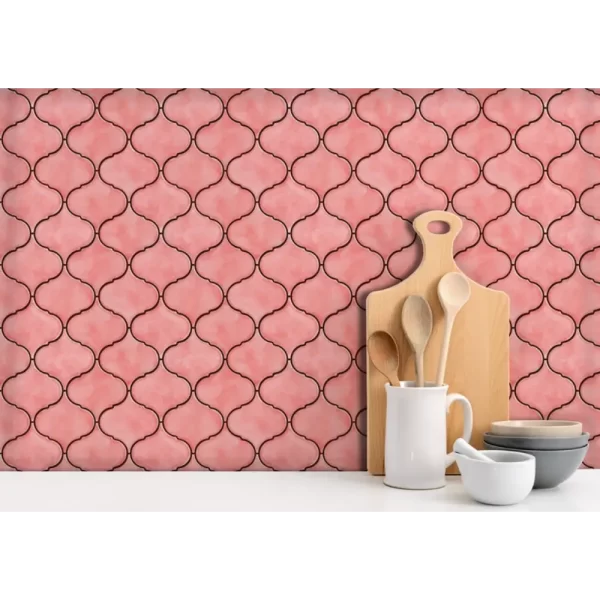 Pink Peel and Stick Wall Tiles for Kitchen Backsplash