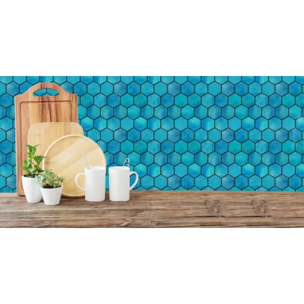 Blue Peel and Stick Wall Tiles