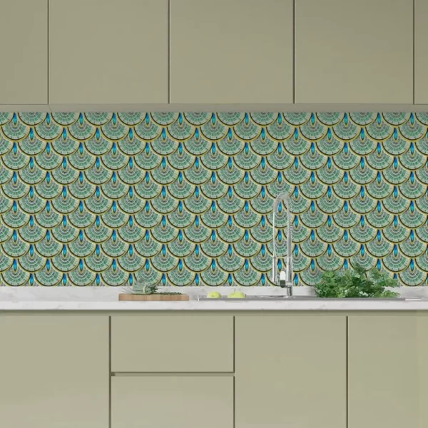 Colorful Fishscale Stick On Tiles for Kitchen