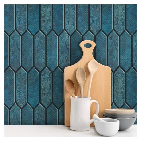 Crayon Blue Peel and Stick Wall Tiles for Kitchen Backsplash
