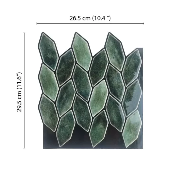 Fern Green Peel and Stick Wall Tile Sheet Dimensions – 26.5 cm x 29.5 cm