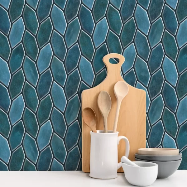 Emerald Blue Peel and Stick Wall Tile | Kitchen Backsplash Tiles | Mosaicowall