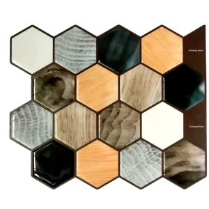 Colored Wooden Peel and Stick Hexagon Tiles