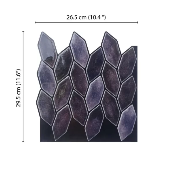 Purple Peel and Stick Wall Tile Sheet Size Guide