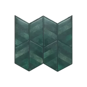Mosaicowall Forest Green Chevron Peel and Stick Wall Tile | Hexagon Kitchen Backsplash Tiles | self Adhesive Tiles for Home Décor
