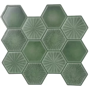 Antique Green Peel and Stick Wall Tile | Hexagon Kitchen Backsplash Tiles | self Adhesive Tiles for Home Décor