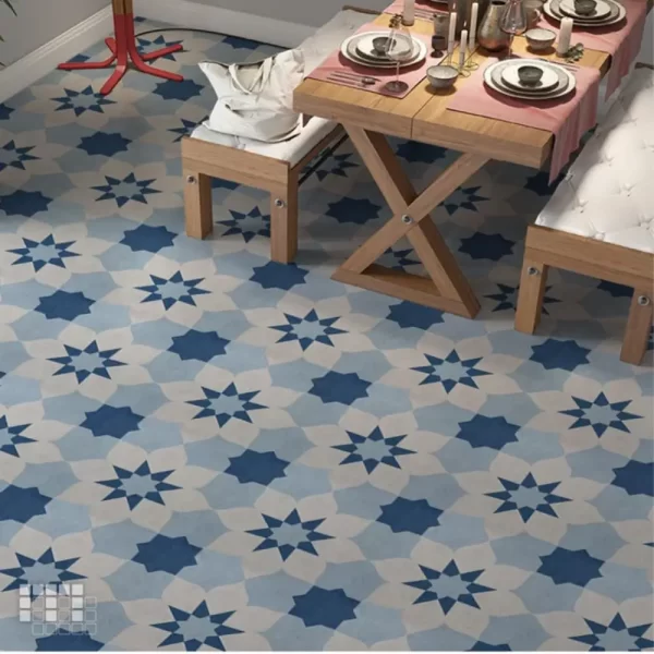 Blue Peel and Stick Floor Tile Sticker