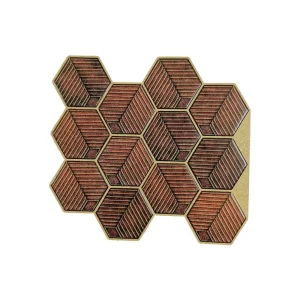Rustic Orange Hexagon peel and Stick Wall Tile | Kitchen Backsplash Tiles | self Adhesive Tiles for Home