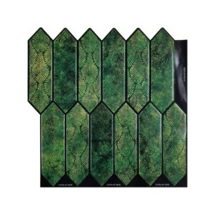 Radiant Green Long Hexagon Peel and Stick Wall Tile | Kitchen Backsplash Tiles | Self Adhesive Tiles