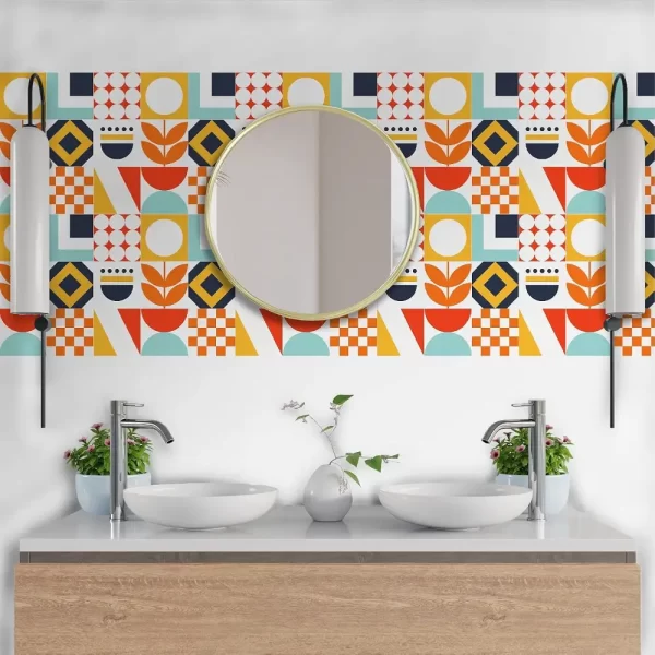 Multicolour Matte Peel and Stick Wall Tile Stickers for Bathroom