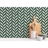 White and Green Leaves Peel and Stick Wall Tiles for Kitchen