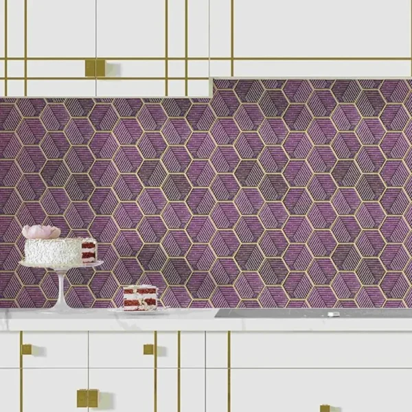 Purple Hexagon Peel And Stick Kitchen Backsplash Tile