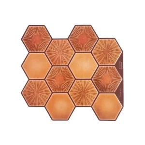 Orange Hexagon peel and Stick Wall Tile