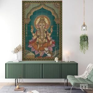 Shree Ganesha 3D PU Accent Peel and Stick Wall Tile | Spiritual Wall | Self Adhesive Tiles
