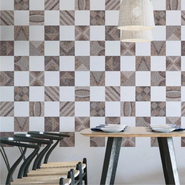Metallic Finish Tile Stickers For Modern Kitchen Walls Decor