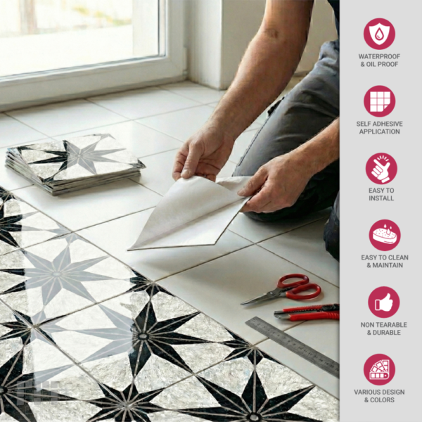 Anti Slip Peel And Stick Floor Tile With Abrasion Proof PU