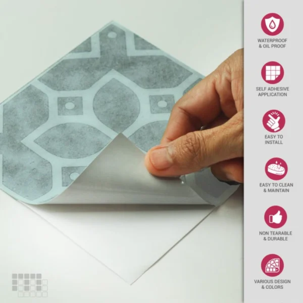 Metallic Finish Tile Stickers For Modern Interior Design