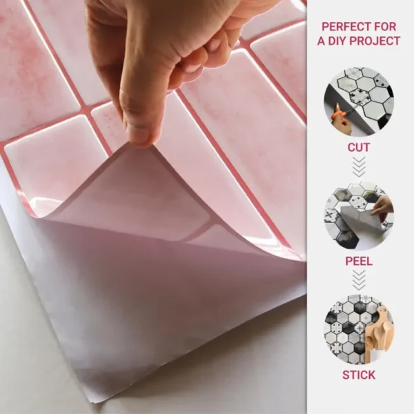Pastel Pink Kitchen Decor 3D Adhesive Backsplash