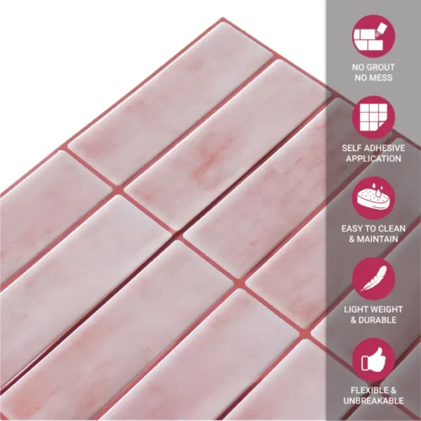Pastel Pink Kitchen Decor 3D Wall Backsplash Tiles