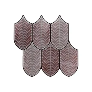 3D Dark Peach Plumage Peel & Stick Tiles|Easy DIY Adhesive Backsplash for Kitchen Walls